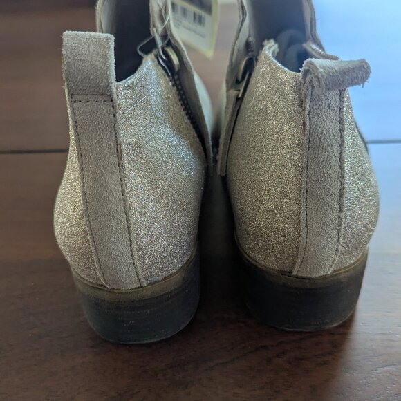NEW Tom's Deia Zipper Ankle Booties in Tan Suede and Neutral Glitter W9.5 - Picture 2 of 8